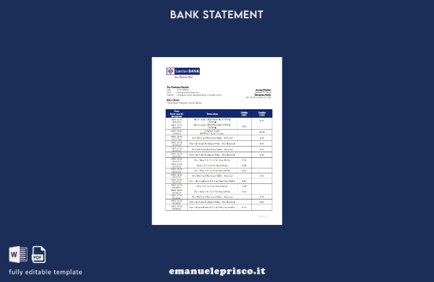 modello word di estratto conto bancario Kenya Guardian in stile verificato
